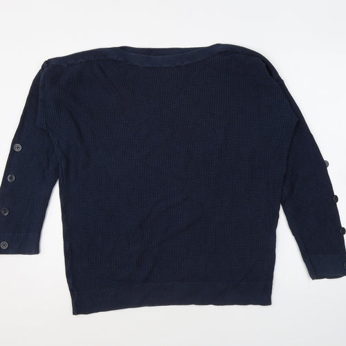 People Tree Womens Blue Round Neck 100% Cotton Pullover Jumper Size 16