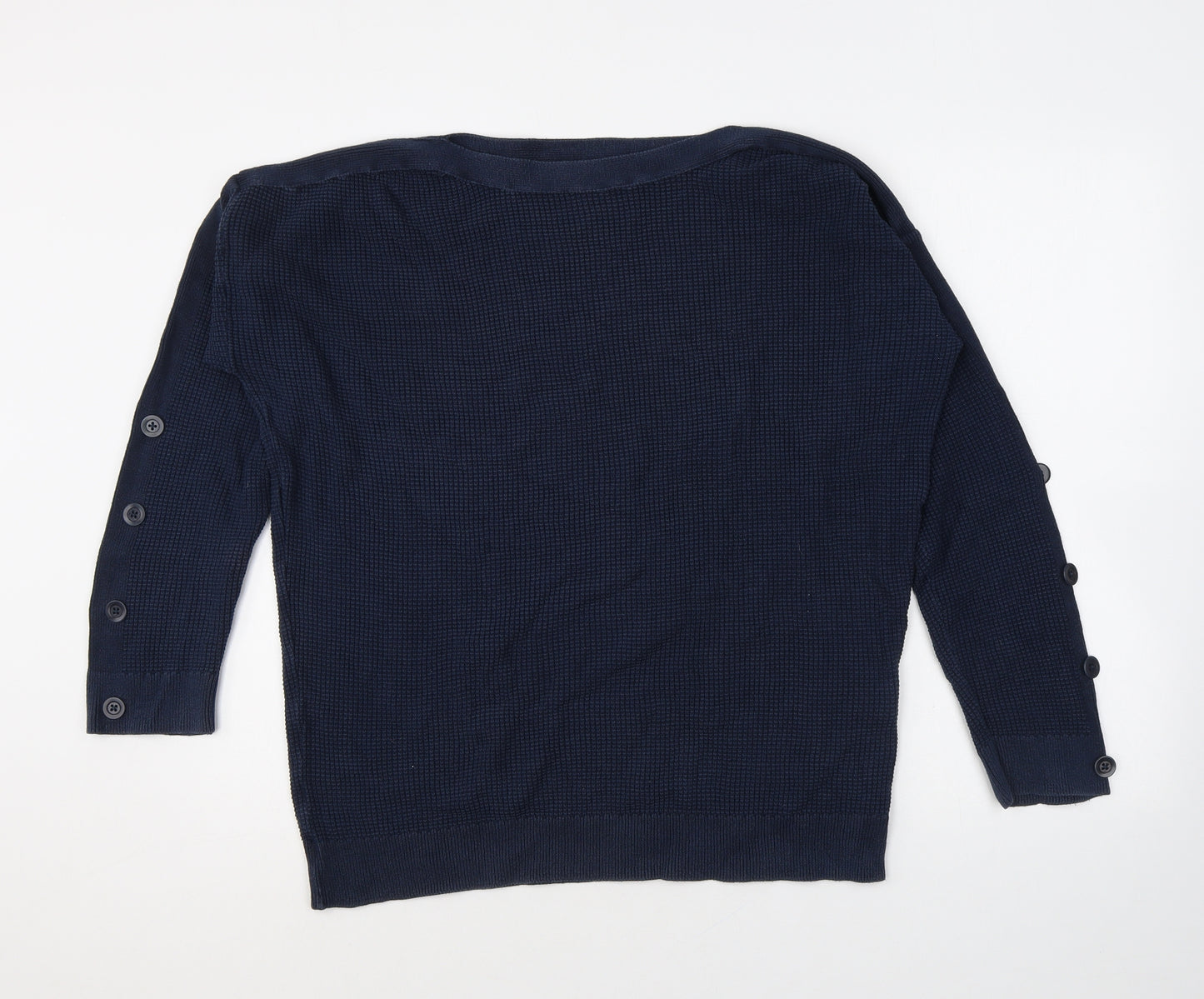 People Tree Womens Blue Round Neck 100% Cotton Pullover Jumper Size 16