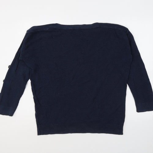 People Tree Womens Blue Round Neck 100% Cotton Pullover Jumper Size 16