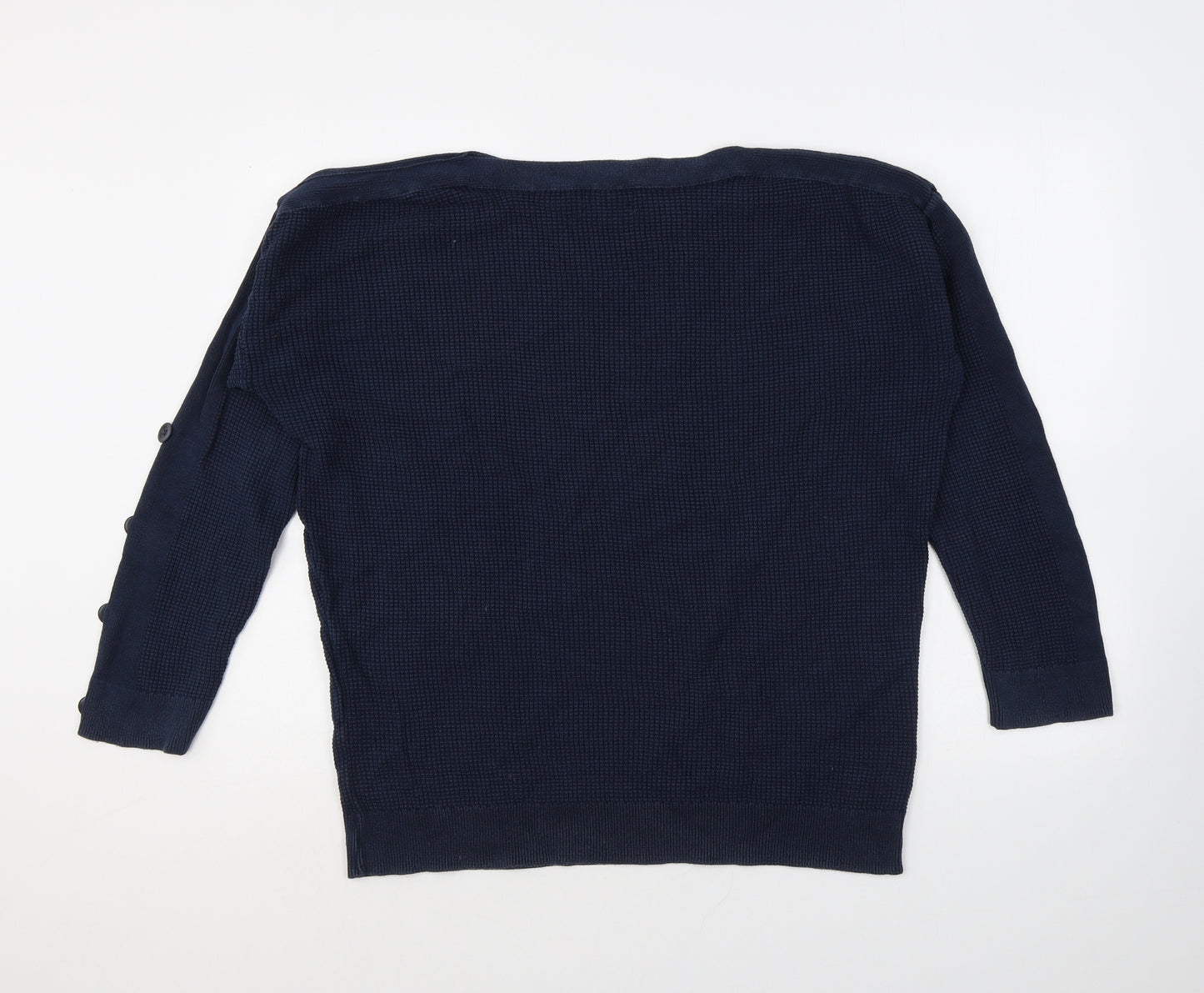 People Tree Womens Blue Round Neck 100% Cotton Pullover Jumper Size 16