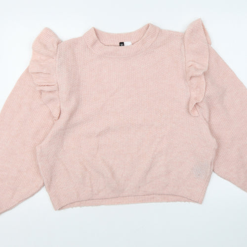 Divided by H&M Womens Pink Round Neck Acrylic Pullover Jumper Size M