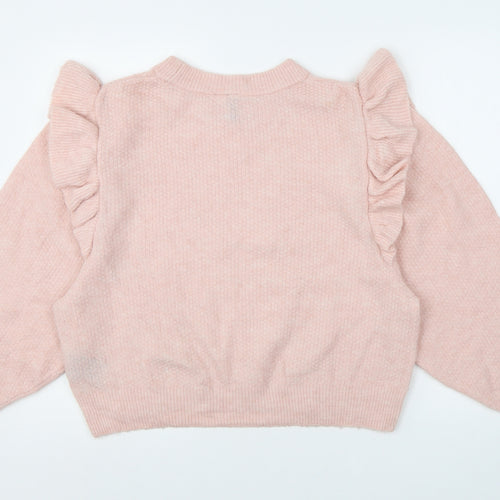 Divided by H&M Womens Pink Round Neck Acrylic Pullover Jumper Size M