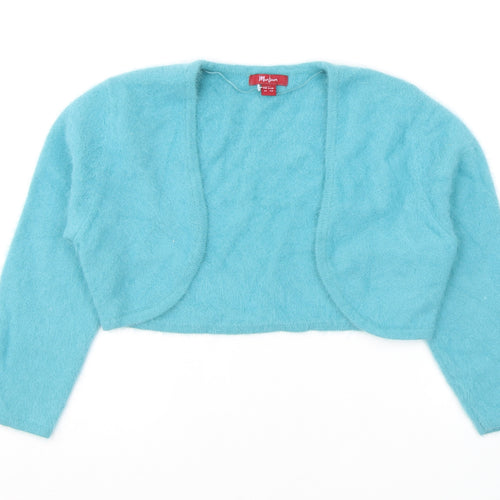 Monsoon Womens Blue V-Neck Angora Cardigan Jumper Size 12