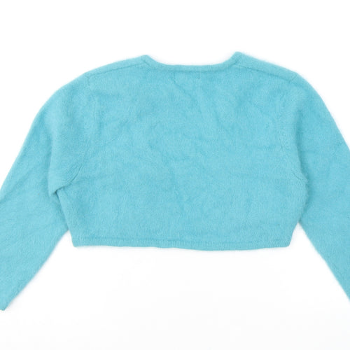 Monsoon Womens Blue V-Neck Angora Cardigan Jumper Size 12
