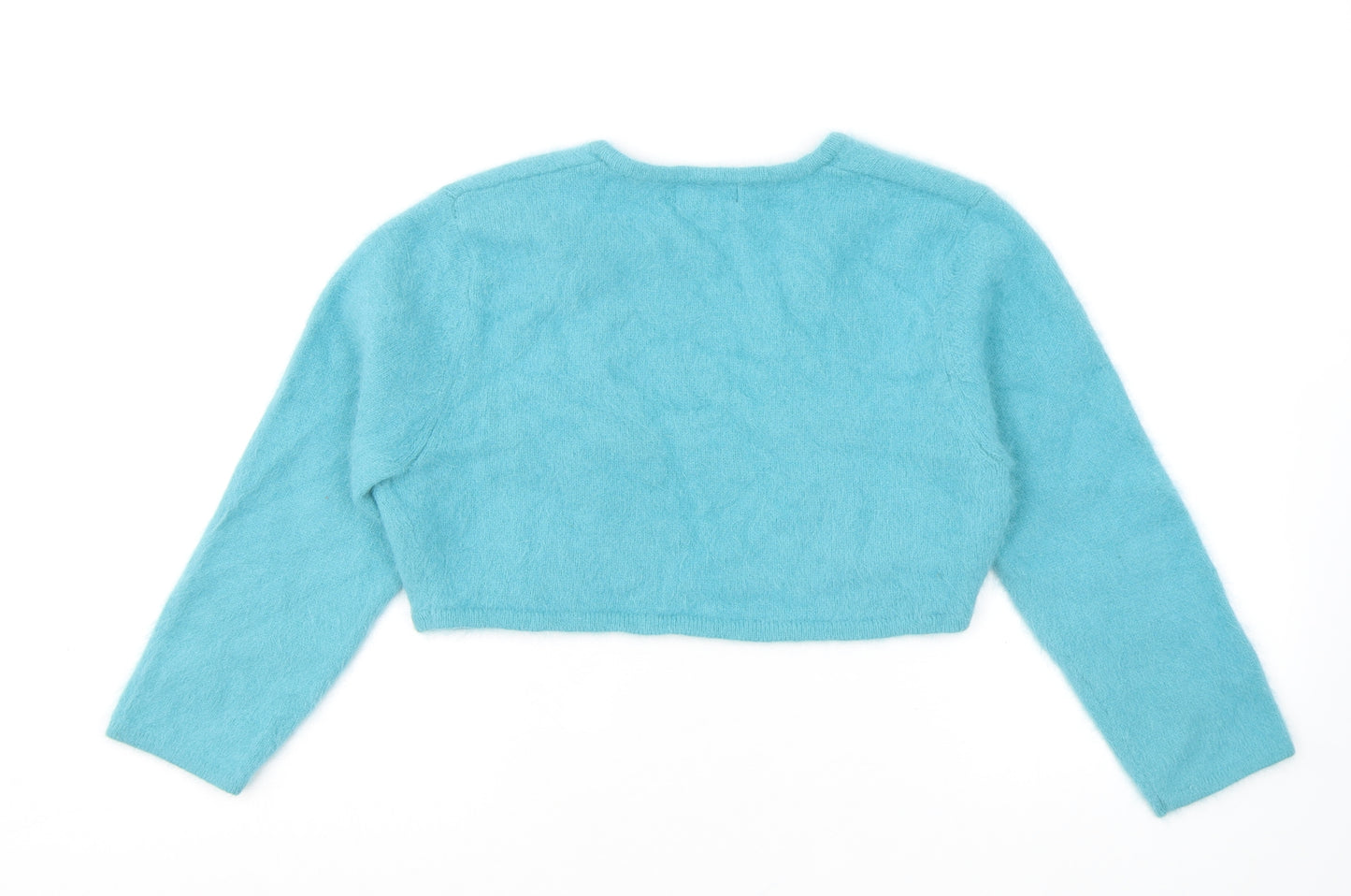 Monsoon Womens Blue V-Neck Angora Cardigan Jumper Size 12