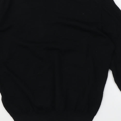 J.Lindeberg Mens Black V-Neck Wool Pullover Jumper Size L Long Sleeve