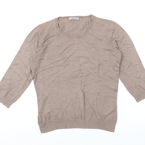 Marks and Spencer Womens Brown Round Neck Viscose Pullover Jumper Size 10
