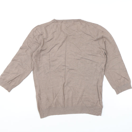 Marks and Spencer Womens Brown Round Neck Viscose Pullover Jumper Size 10