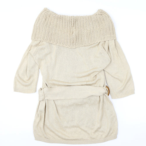 Per Una Womens Beige Roll Neck Acrylic Pullover Jumper Size 18
