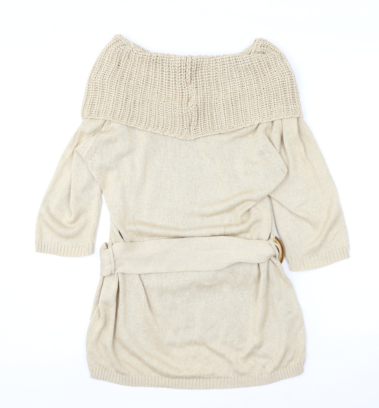 Per Una Womens Beige Roll Neck Acrylic Pullover Jumper Size 18