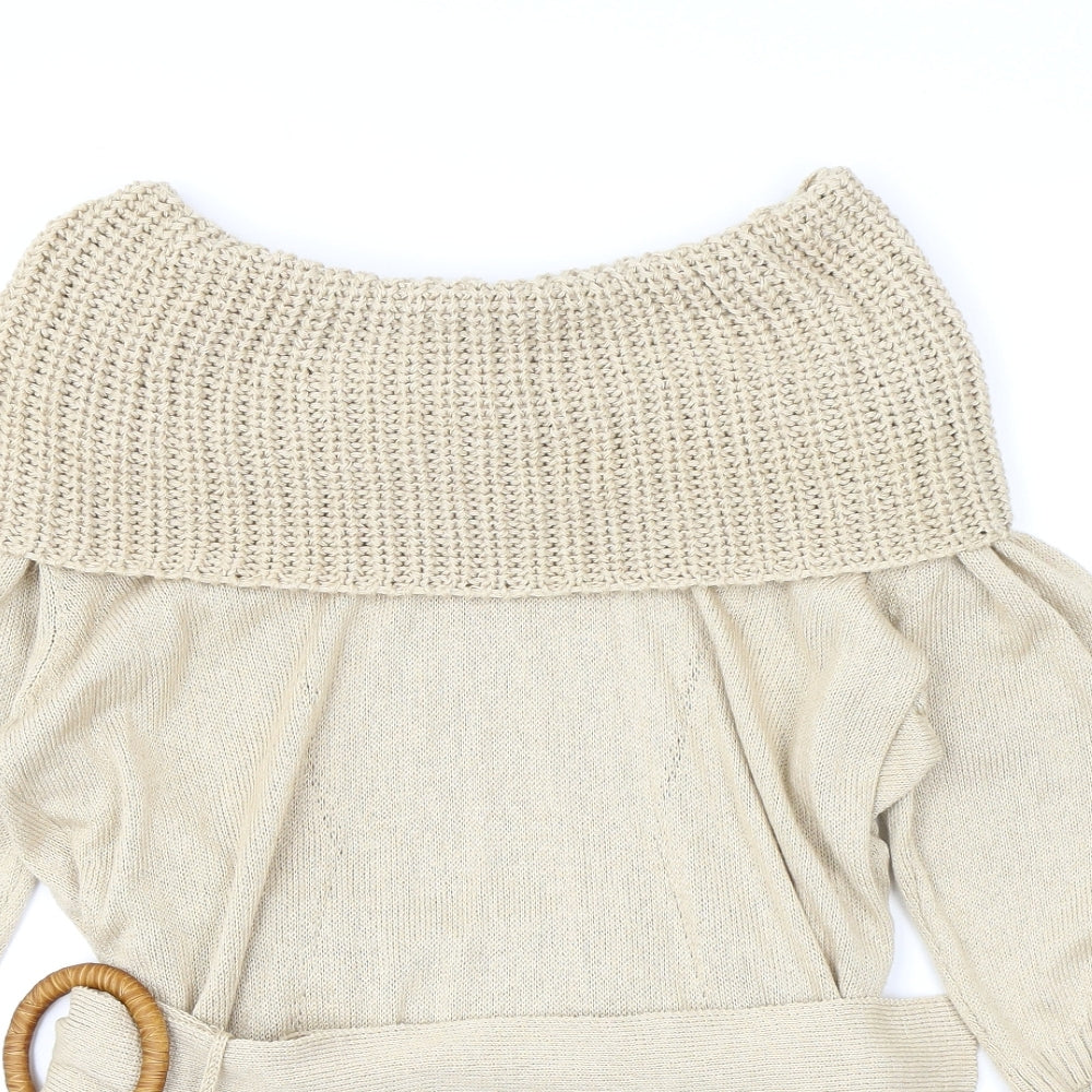Per Una Womens Beige Roll Neck Acrylic Pullover Jumper Size 18