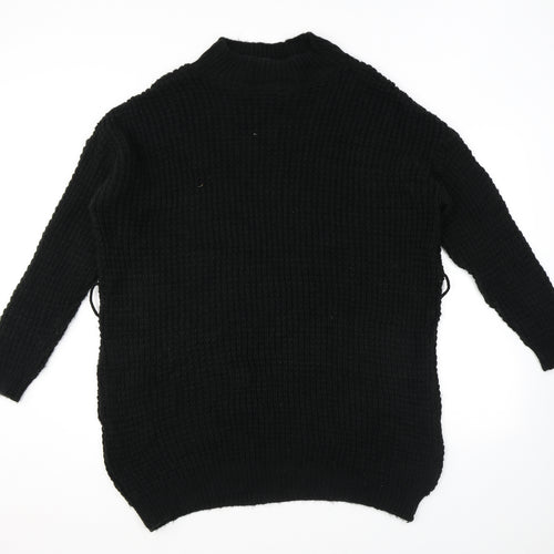 PRETTYLITTLETHING Womens Black Round Neck Acrylic Pullover Jumper Size 12