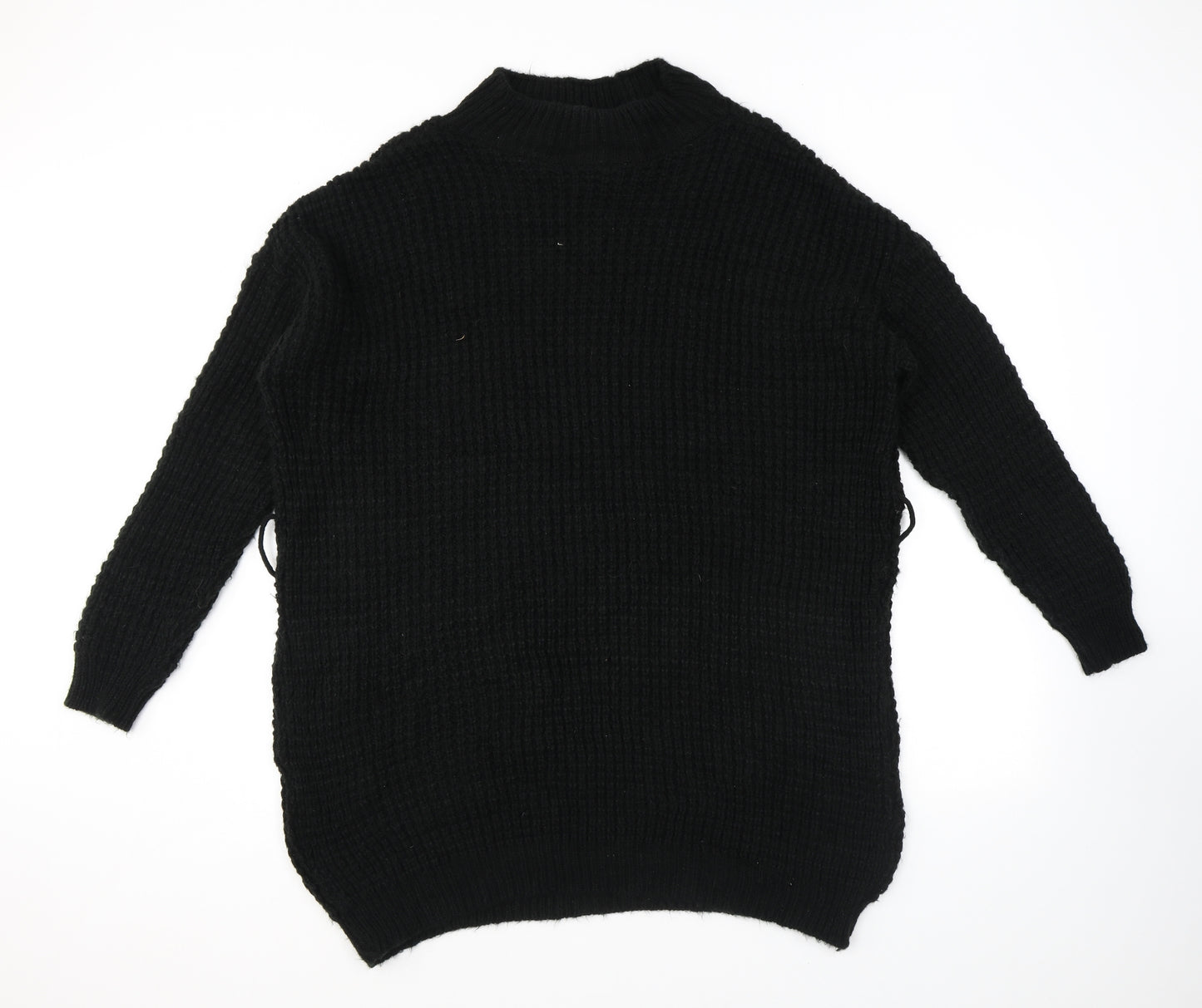 PRETTYLITTLETHING Womens Black Round Neck Acrylic Pullover Jumper Size 12