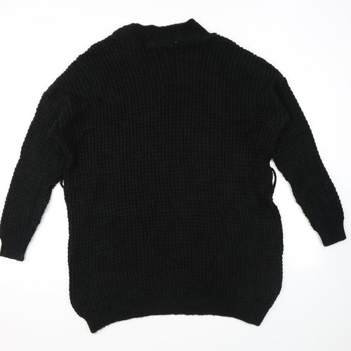 PRETTYLITTLETHING Womens Black Round Neck Acrylic Pullover Jumper Size 12