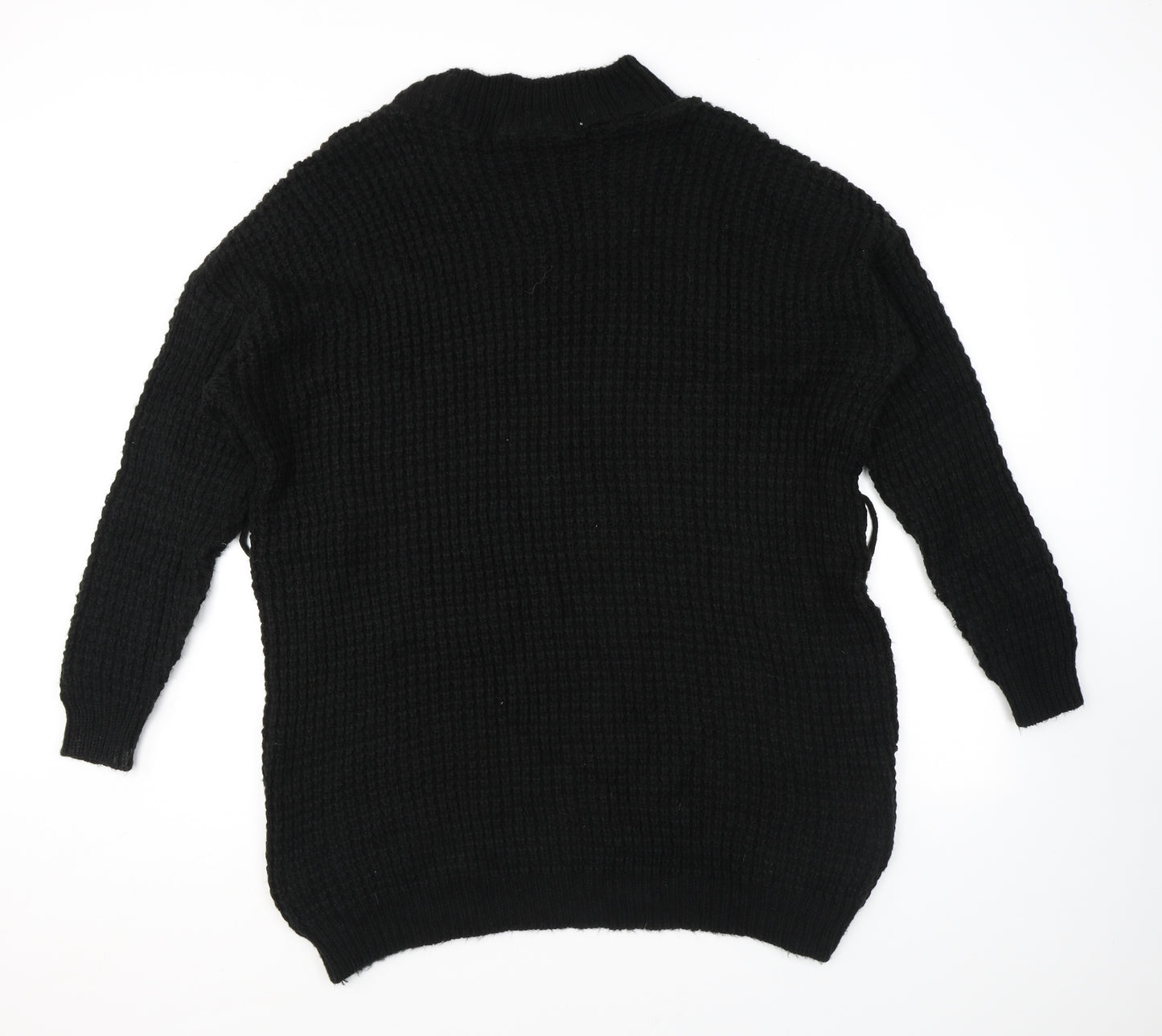 PRETTYLITTLETHING Womens Black Round Neck Acrylic Pullover Jumper Size 12