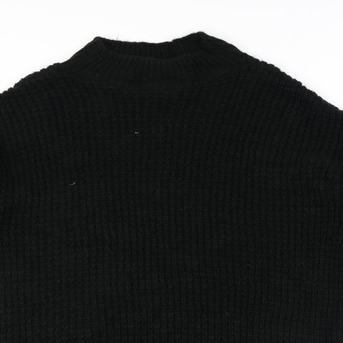 PRETTYLITTLETHING Womens Black Round Neck Acrylic Pullover Jumper Size 12