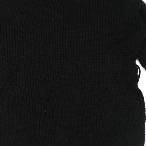 PRETTYLITTLETHING Womens Black Round Neck Acrylic Pullover Jumper Size 12