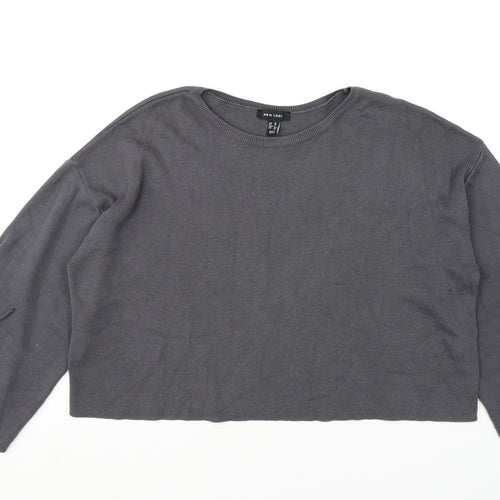 New Look Womens Grey Round Neck Acrylic Pullover Jumper Size 10