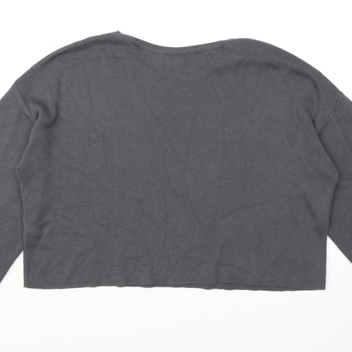 New Look Womens Grey Round Neck Acrylic Pullover Jumper Size 10