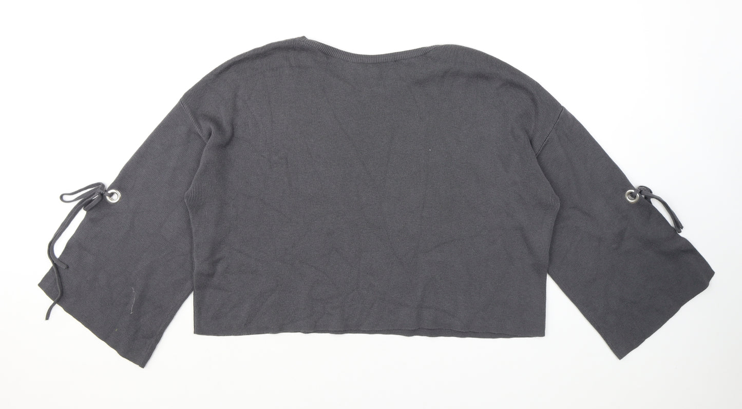 New Look Womens Grey Round Neck Acrylic Pullover Jumper Size 10