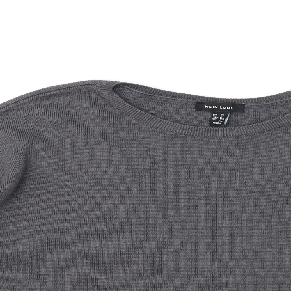 New Look Womens Grey Round Neck Acrylic Pullover Jumper Size 10