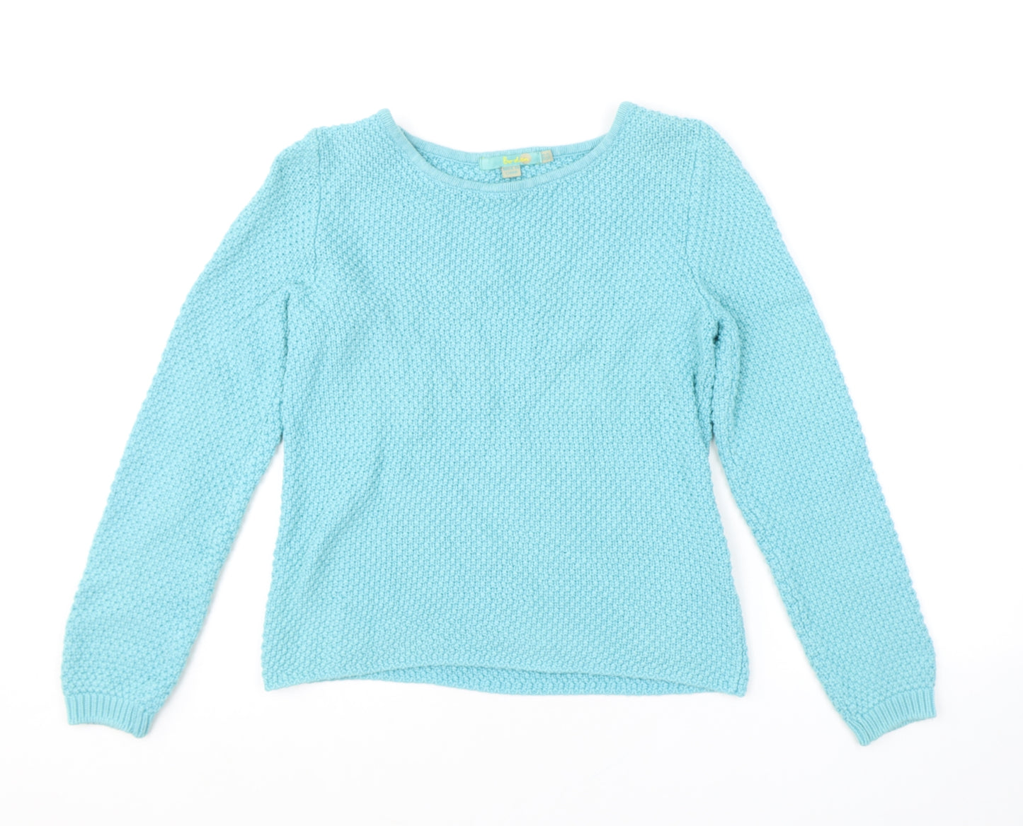 Boden Womens Blue Round Neck 100% Cotton Pullover Jumper Size 8