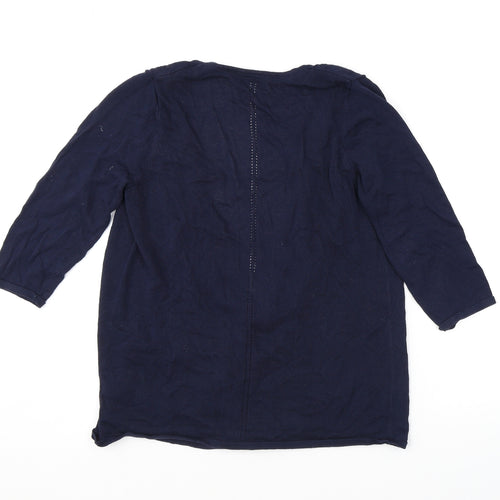 Monsoon Womens Blue V-Neck Viscose Cardigan Jumper Size M