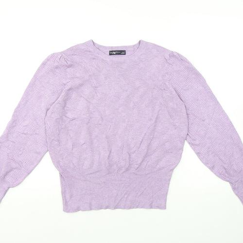 Marks and Spencer Womens Purple Round Neck Viscose Pullover Jumper Size L