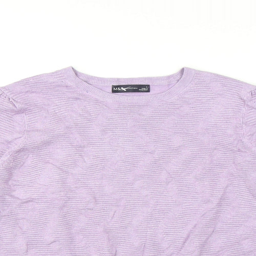 Marks and Spencer Womens Purple Round Neck Viscose Pullover Jumper Size L