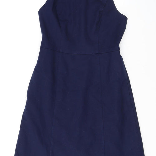 Gap Womens Blue Cotton Shift Size 6 Boat Neck Zip