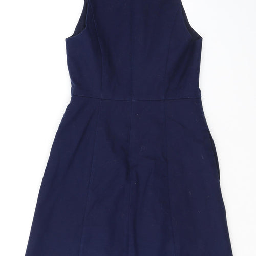 Gap Womens Blue Cotton Shift Size 6 Boat Neck Zip
