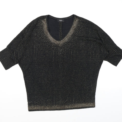 Klass Womens Black Polyamide Basic Blouse Size S V-Neck