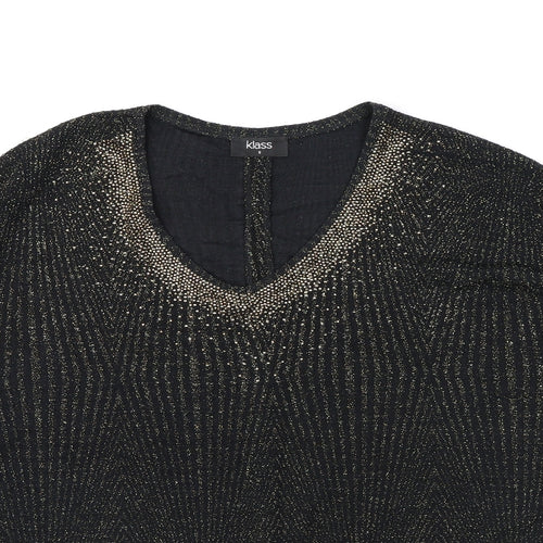 Klass Womens Black Polyamide Basic Blouse Size S V-Neck