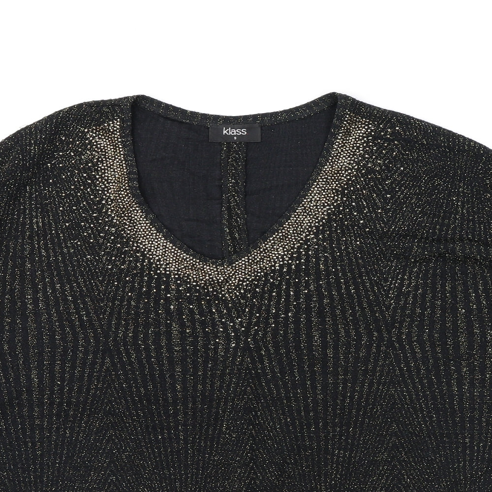 Klass Womens Black Polyamide Basic Blouse Size S V-Neck