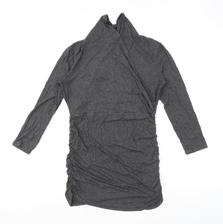 Isabella Oliver Womens Grey Viscose Mini Size 12 Mock Neck Pullover