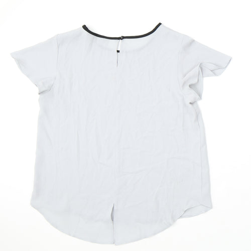 Dorothy Perkins Womens Grey Polyester Basic Blouse Size 14 Round Neck