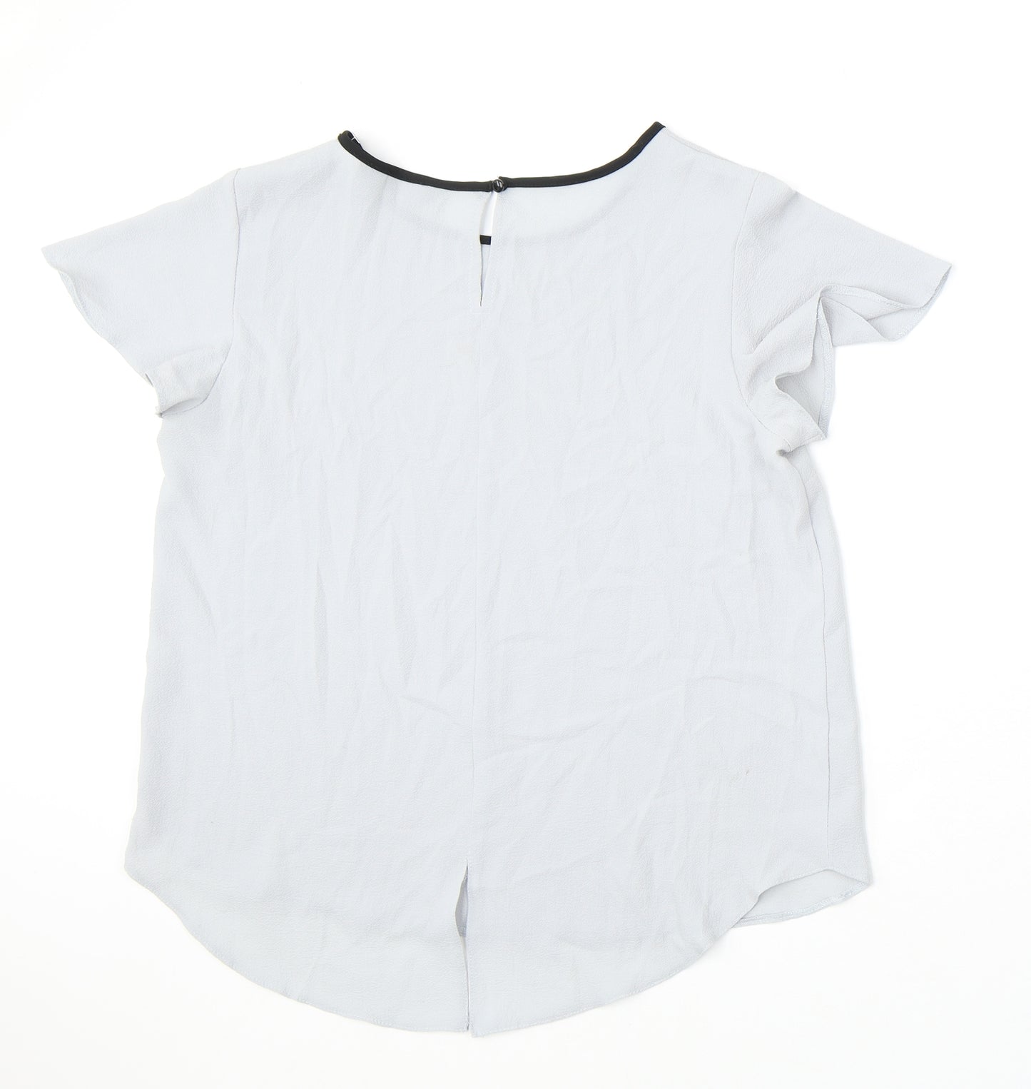 Dorothy Perkins Womens Grey Polyester Basic Blouse Size 14 Round Neck