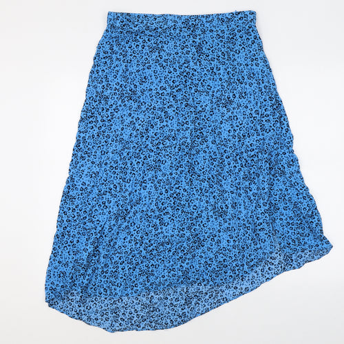 Hush Womens Blue Animal Print Viscose Peasant Skirt Size 14 Zip - Leopard pattern