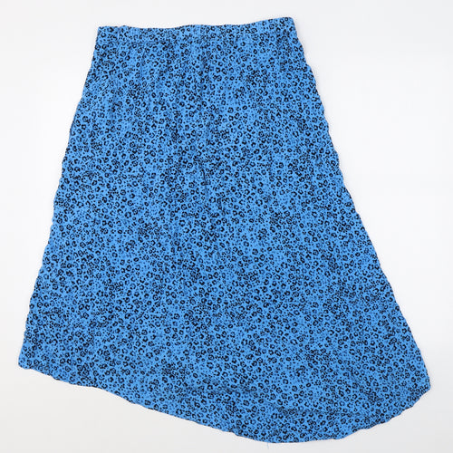 Hush Womens Blue Animal Print Viscose Peasant Skirt Size 14 Zip - Leopard pattern