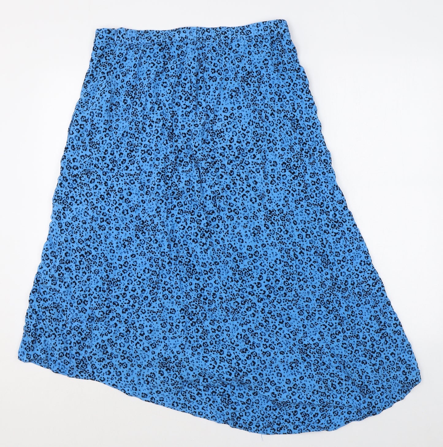 Hush Womens Blue Animal Print Viscose Peasant Skirt Size 14 Zip - Leopard pattern