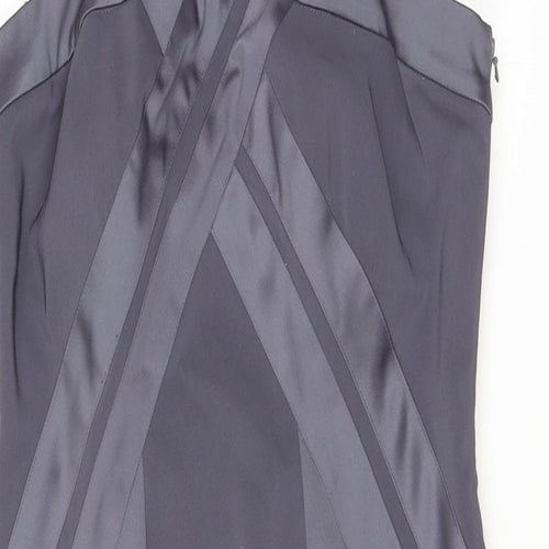 Debut Womens Silver Polyester Sheath Size 8 V-Neck Zip