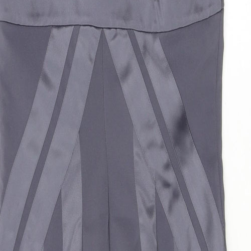 Debut Womens Silver Polyester Sheath Size 8 V-Neck Zip