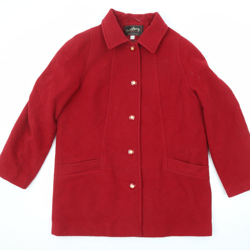 David Barry Womens Red Overcoat Coat Size 16 Button