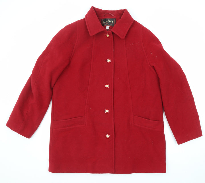 David Barry Womens Red Overcoat Coat Size 16 Button