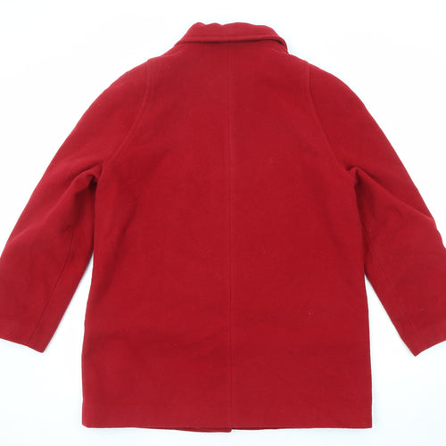 David Barry Womens Red Overcoat Coat Size 16 Button