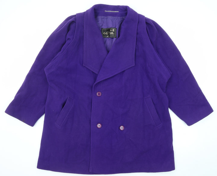 Cojana Womens Purple Overcoat Coat Size 12 Button