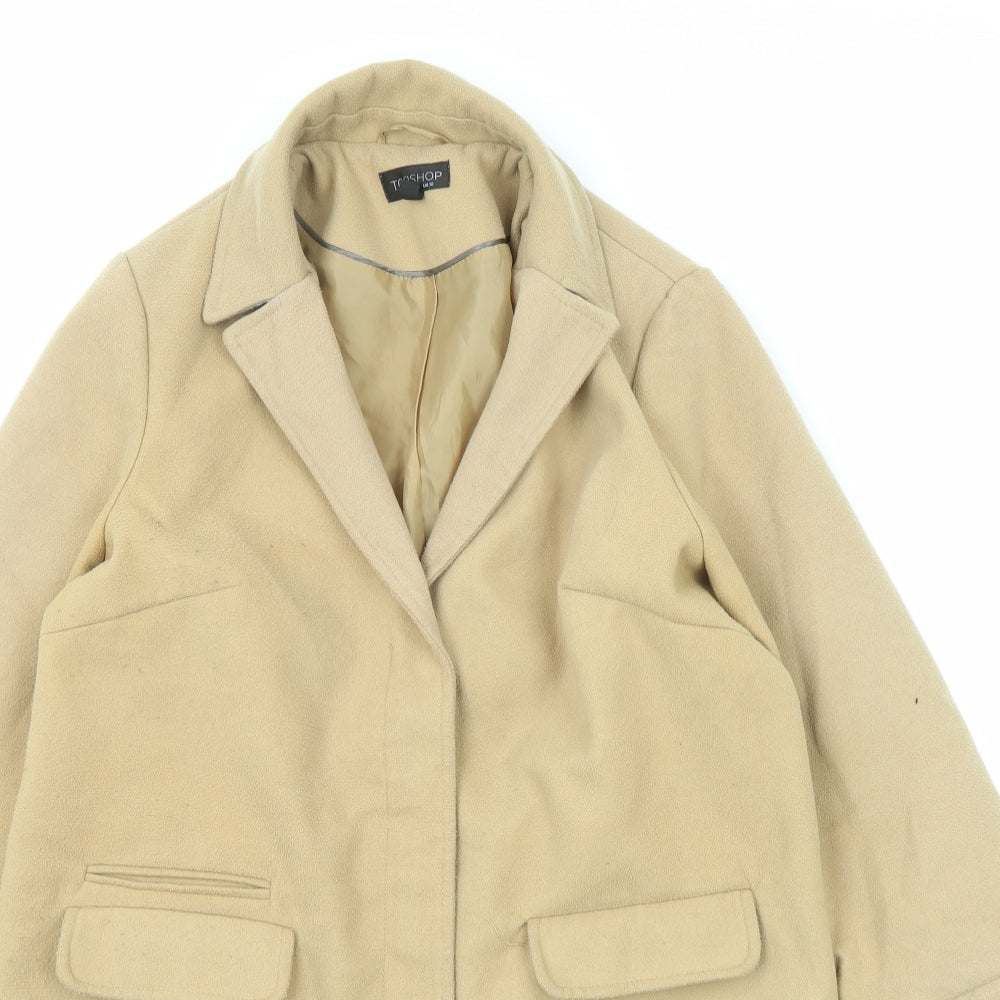 Topshop Womens Beige Overcoat Coat Size 10 Zip