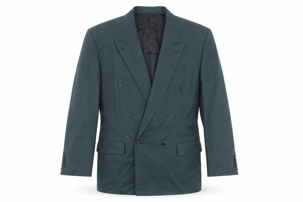 Front view of Pin Stripe men’s grey wool jacket suit jacket, size 42, regular