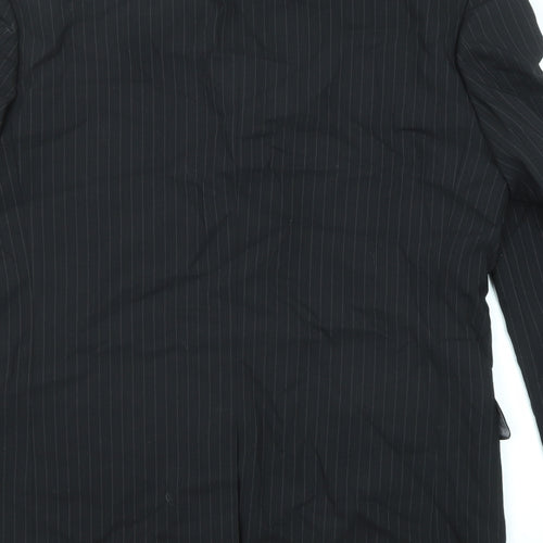 Tom English Mens Black Striped Wool Jacket Suit Jacket Size 40 Regular