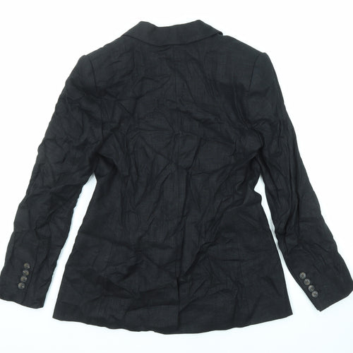Marks and Spencer Womens Black Linen Jacket Blazer Size 10